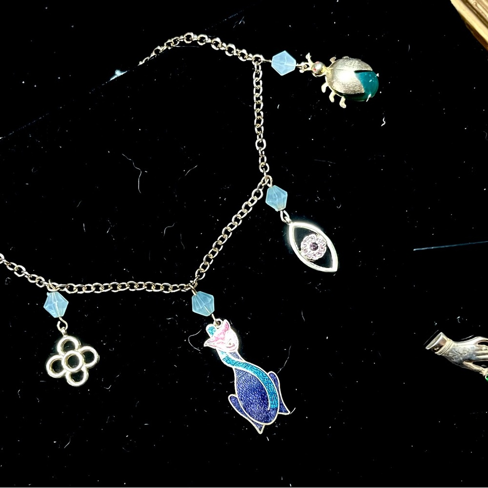 Vintage Blue and Green Charm Necklace
